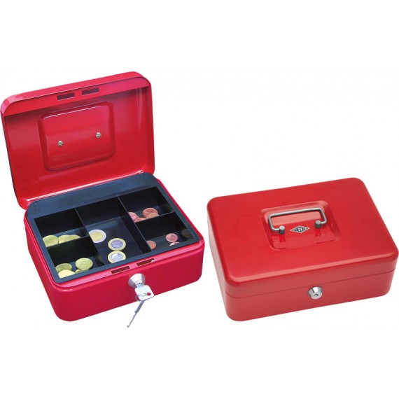 Caisse à monnaie - Boîte en métal rouge 30 x 24 x 9 cm